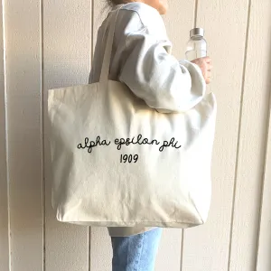Alpha Epsilon Phi Sorority Name and Founding Date Tote Bag