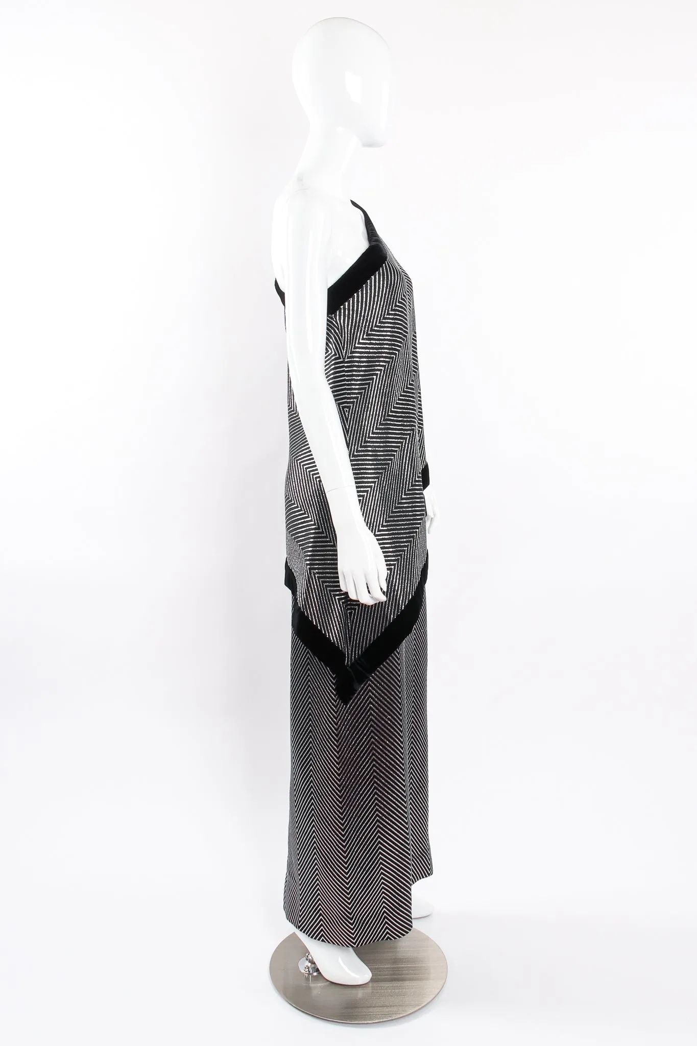 Asymmetric Silver Stripe Shawl Dress