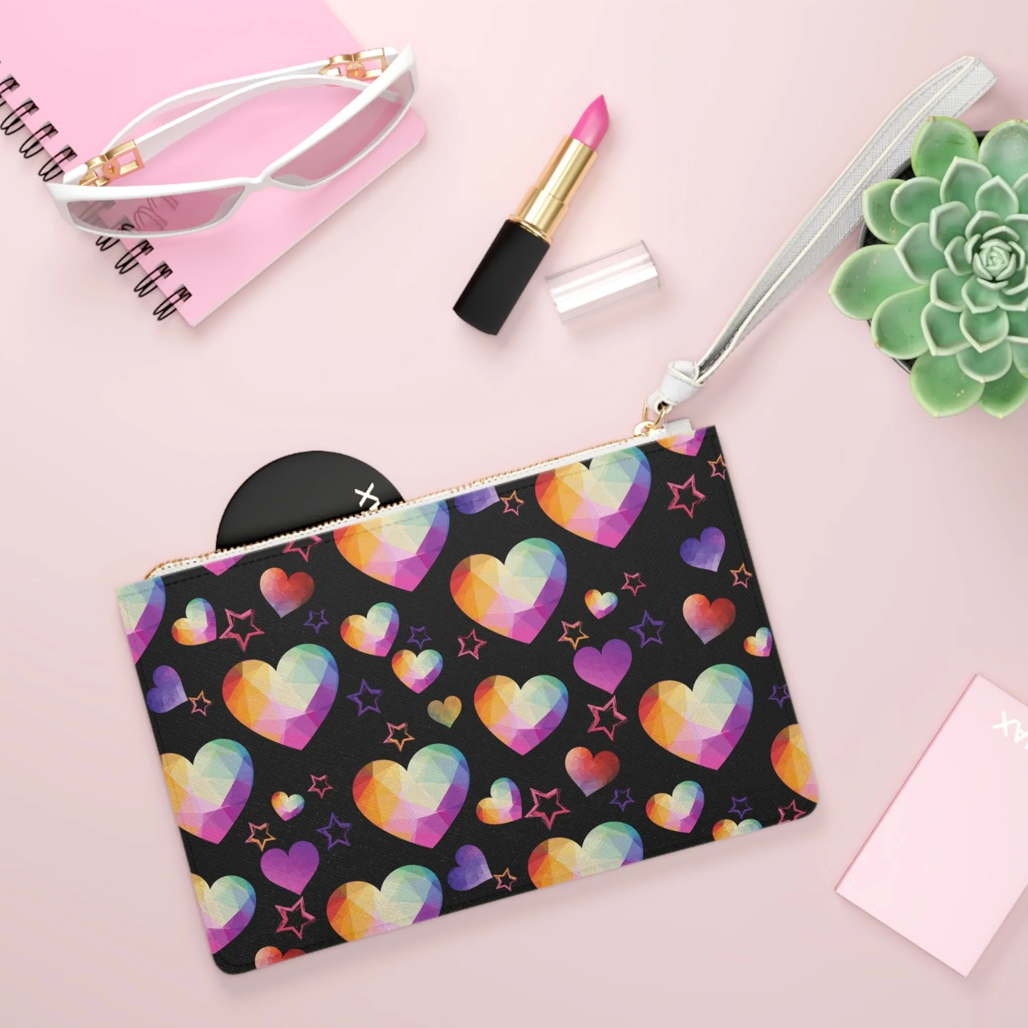Black Heartstone Clutch Bag