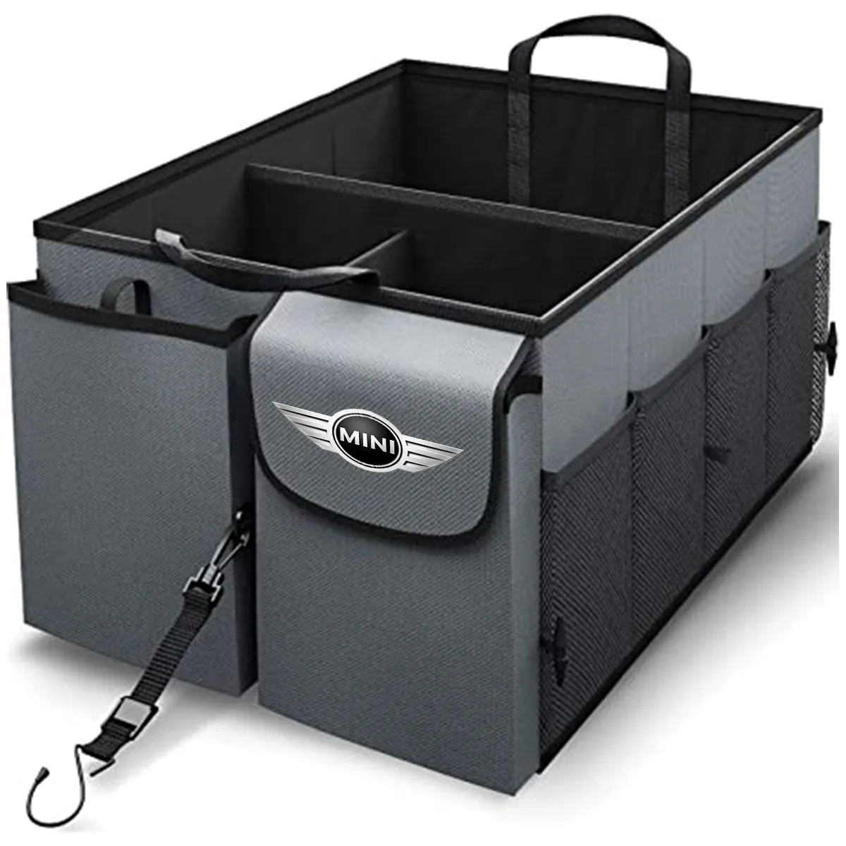 Car Trunk Organizer - Collapsible, Custom fit for All Cars, Multi-Compartment Automotive SUV Car Organizer for Storage w/ Adjustable Straps - Car Accessories for Women and Men MC12993
