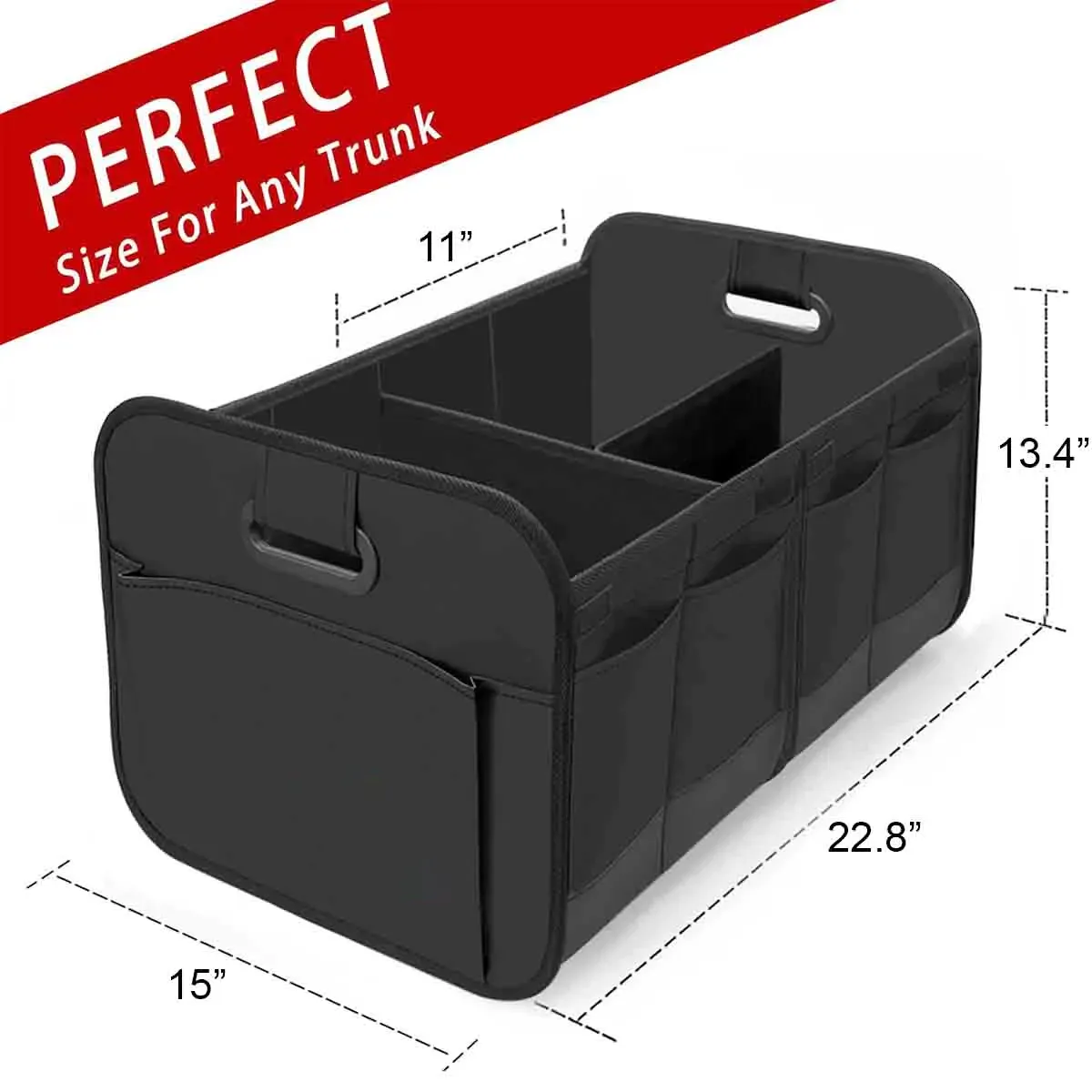 Custom Logo Car Trunk Organizer Storage, Fit with Car Storage, Reinforced Handles, Collapsible Multi, Compartment Car Organizers, Foldable and Waterproof, 600D Oxford Polyester