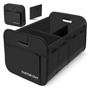 Custom Text For Car Trunk Organizer Storage, Compatible with All Cars, Reinforced Handles, Collapsible Multi, Compartment Car Organizers, Foldable and Waterproof, 600D Oxford Polyester VE12995