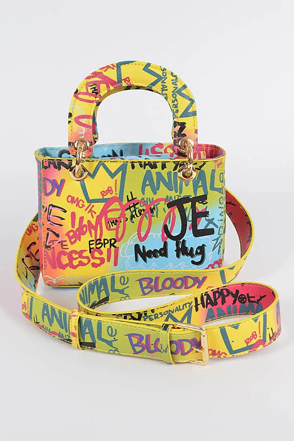 Graffiti Two Handle Clutch- Multi
