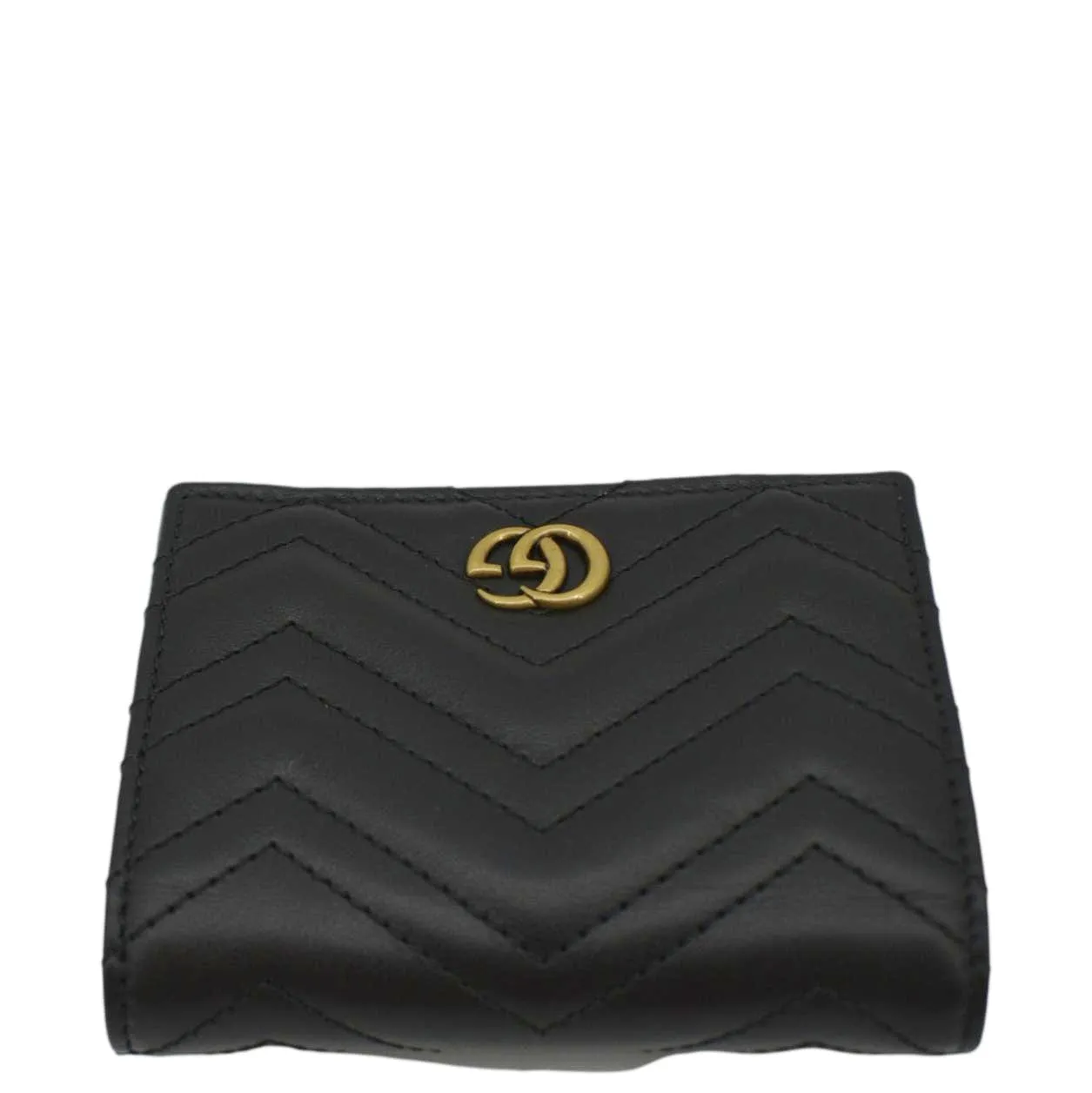Gucci Marmont GG Matelasse Leather Card Case Wallet Black 466492