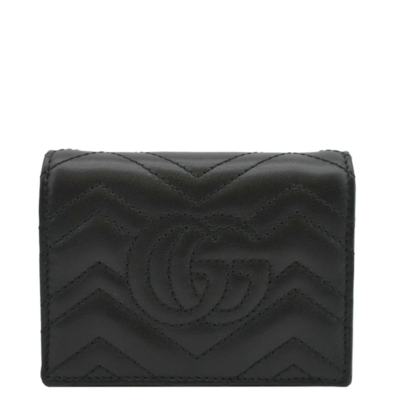 Gucci Marmont GG Matelasse Leather Card Case Wallet Black 466492