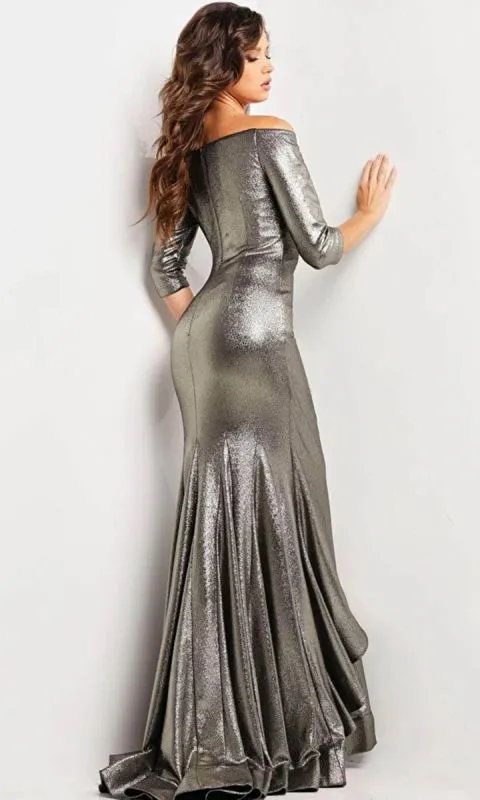 Jovani Size 14 23136A Pewter Mother of Bride Dress