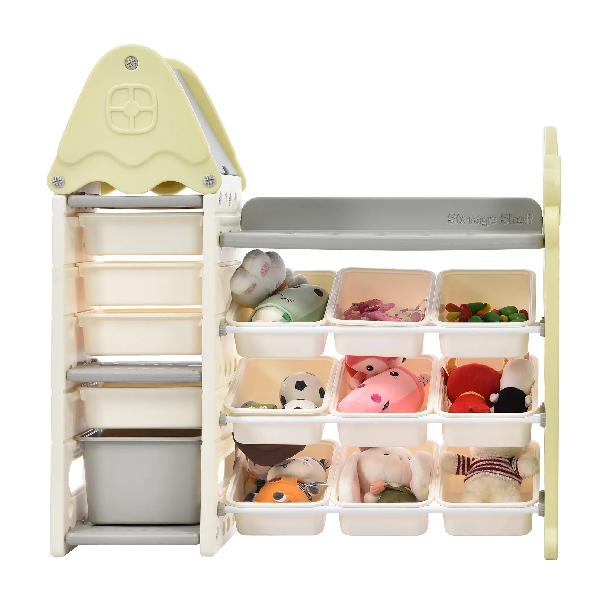 Kids Toy Organizer with 14 Bins Multi-Functional Nursery Furniture Set