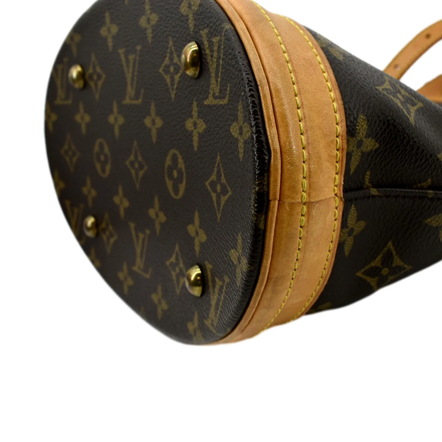 LOUIS VUITTON Petit Bucket Monogram Canvas Shoulder Bag Brown