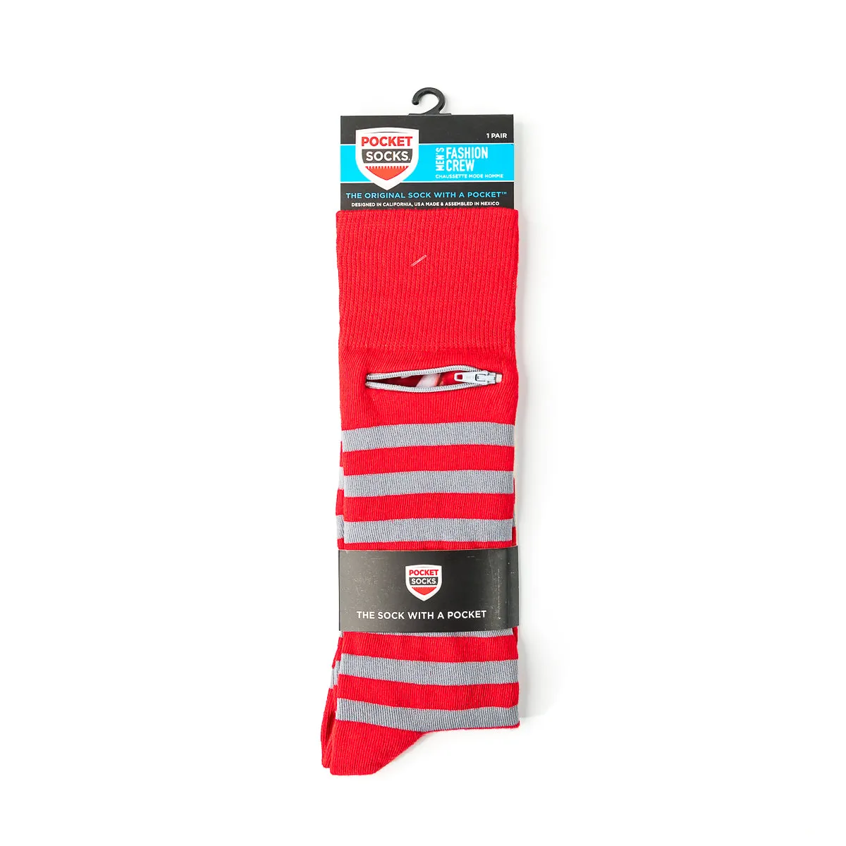 Red - Grey, Fashion Crew Pocket Socks®