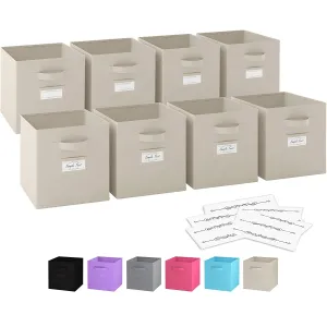 Royexe - Storage Cubes - (Set Of 6) Storage Baskets | Features Dual Handles & Label Window with 10 Label Cards | Cube Storage Bins | Foldable Fabric Closet Shelf Organizer (Purple)