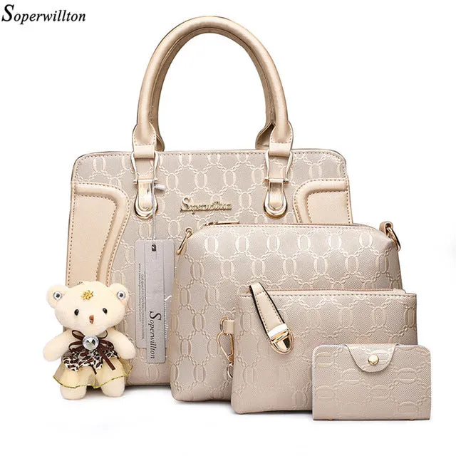 Soperwillton Women Bag Luxury Handbags Shoulder Patchwork Crossbody Messenger Women's Bag 4 Pieces Female Bolsa Feminina #1122