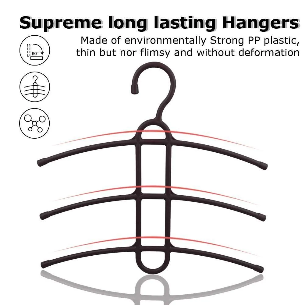 upra Shirt Hangers Space Saving Plastic 5-Pack, Durable Multi-Functional Non-Slip Clothes Hangers Closet Organizers, for Coats Jackets Pants Dress Scarf, Dorm Room/Apartment Essentials